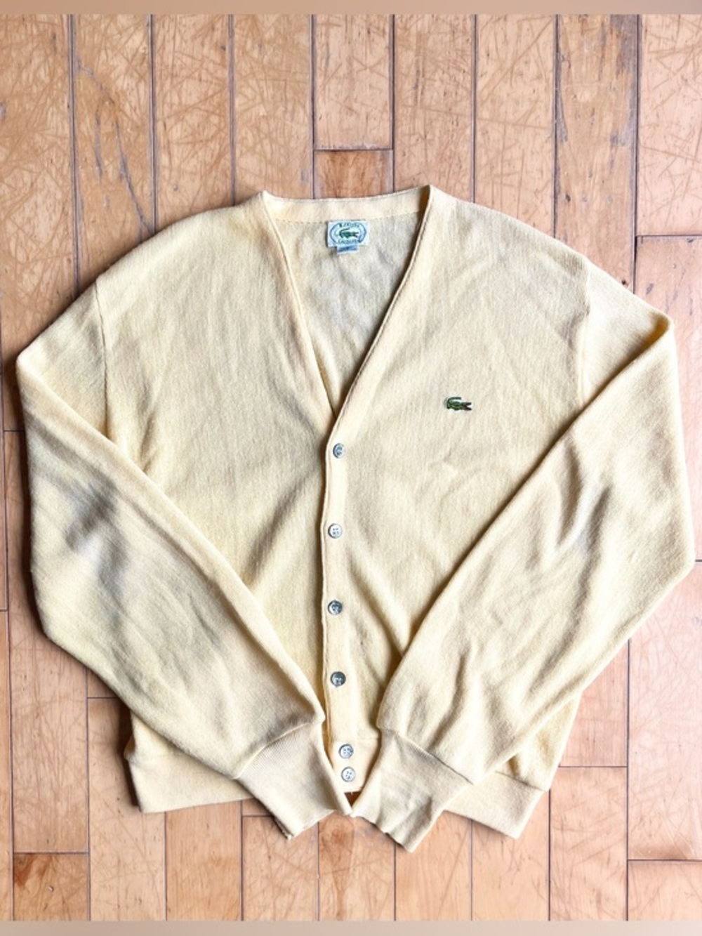 Lacoste IZOD Vintage 70s 80s Tennis Core Preppy Grandpa Cardigan Size Medium